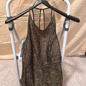 Dark Green Shiny/Sparkle Mini Dress, Size 6, BCBGMAXAZRIA brand